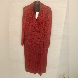 Blaze-Milano red satin cheetah double breasted coat. New. Blaze size 2 = US 8